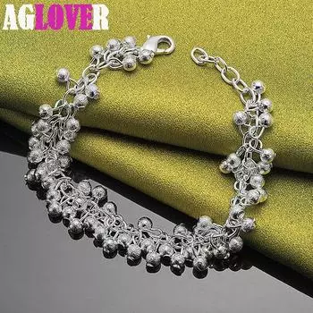 Ювелирные изделия из стерлингового серебра 925 пробы с матовыми бусинами и шариками-цепочками 20cm