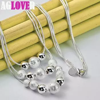 Ювелирные изделия из стерлингового серебра 925 пробы с цепочкой из трех змей, матовое гладкое ожерелье с подвеской 45cm