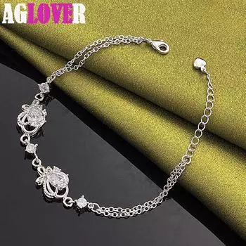 Ювелирные изделия из стерлингового серебра 925 пробы с белым цирконом AAA в форме сердца 20cm