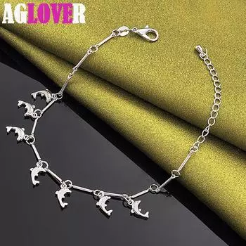 Ювелирные изделия из стерлингового серебра 925 пробы с подвеской в виде 7 дельфинов 20cm