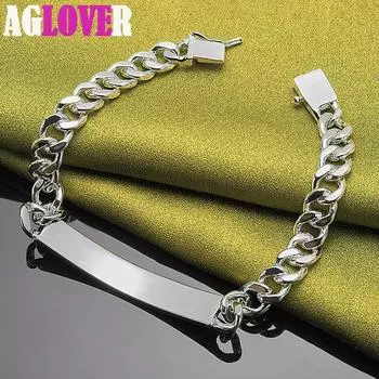 Ювелирные изделия из стерлингового серебра 925 пробы, 8 мм, гладкий боковой браслет 20cm