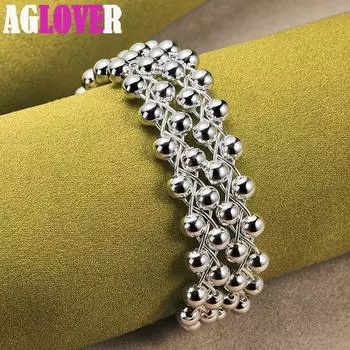 Ювелирные изделия из стерлингового серебра 925 пробы с гладкими бусинами