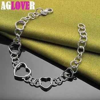 Ювелирные изделия из стерлингового серебра 925 пробы с полным сердцем 20cm