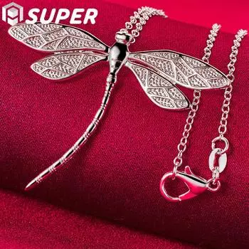 Ювелирные изделия из стерлингового серебра 925 пробы с подвеской в виде большой стрекозы 45cm