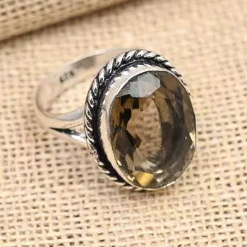 Ювелирные изделия из стерлингового серебра 925 пробы с дымчатым топазом ручной работы на День Благодарения 4 коричневый