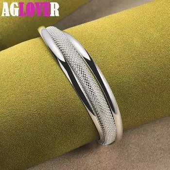 Ювелирные изделия из стерлингового серебра 925 пробы, большой сетчатый браслет, ювелирные изделия