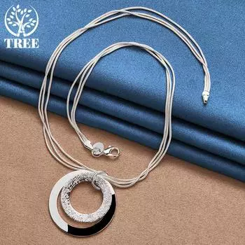 Ювелирные изделия из стерлингового серебра 925 пробы, 18-дюймовая цепочка в форме змеи, О-образное матовое ожерелье с подвеской 45cm