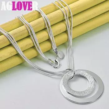 Ювелирные изделия из стерлингового серебра 925 пробы, 18-дюймовая цепочка в форме змеи, О-образное матовое ожерелье с подвеской 45cm