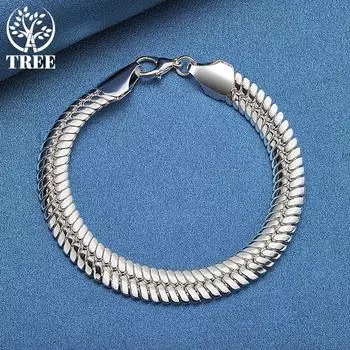 Ювелирные изделия из стерлингового серебра 925 пробы, 10 мм, боковая цепочка в виде змеи 20cm