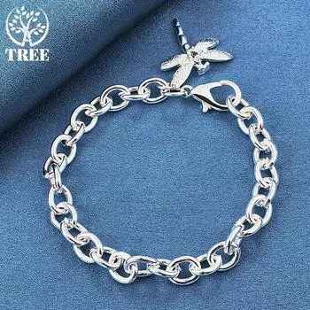 Ювелирные изделия из стерлингового серебра 925 пробы с цирконом AAA и кулоном в виде стрекозы 20cm