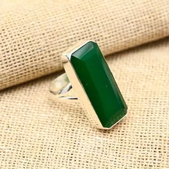 Ювелирные изделия из стерлингового серебра 925 пробы с зеленым ониксом ручной работы, милое кольцо для женщин 4 зелёный