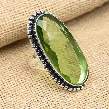 Ювелирные изделия из стерлингового серебра 925 пробы с зеленым аметистом и драгоценным камнем ручной работы для любви 4 зелёный