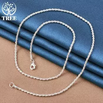 Ювелирные изделия из стерлингового серебра 925 пробы, 18/20/22/24/26/30 дюймов, 3 мм, цепочка из пеньковой веревки 45cm