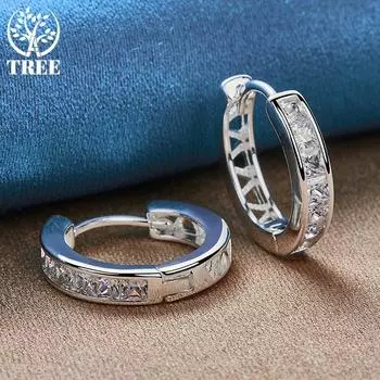 Ювелирные изделия из стерлингового серебра 925 пробы с полыми треугольными серьгами с цирконом AAA