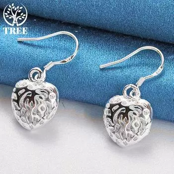 Ювелирные изделия из стерлингового серебра 925 пробы с полыми сердечками и шариками-капельками