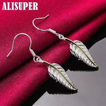 Ювелирные изделия из стерлингового серебра 925 пробы с перьями 4.00*0.90cm