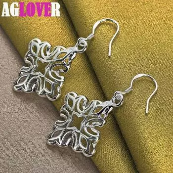 Ювелирные изделия из стерлингового серебра 925 пробы с геометрическими подвесками и серьгами