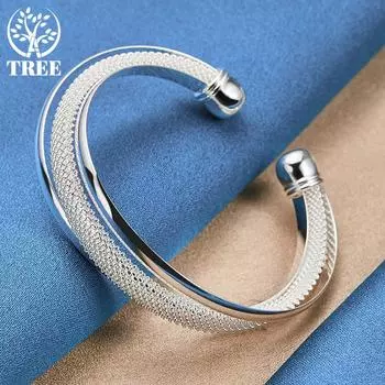 Ювелирные изделия из стерлингового серебра 925 пробы, большой сетчатый браслет, ювелирные изделия