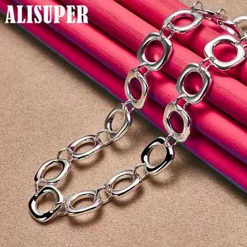 Ювелирные изделия из стерлингового серебра 925 пробы с квадратной круглой цепочкой и ожерельем 50cm