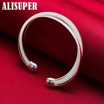 Ювелирные изделия из стерлингового серебра 925 пробы, большой сетчатый браслет, ювелирные изделия