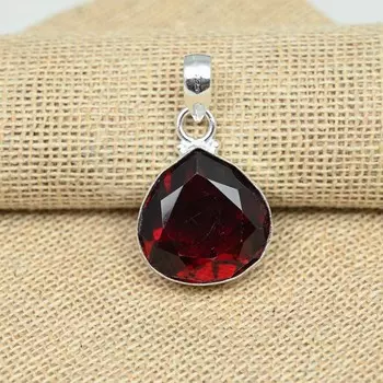 Ювелирные изделия из стерлингового серебра 925 пробы с гранатом и драгоценными камнями ручной работы для рождественского подарка 1.377 Inches красный