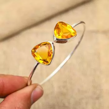 Ювелирные изделия из стерлингового серебра 925 пробы с медовым топазом ручной работы для женщин Adjustable жёлтый