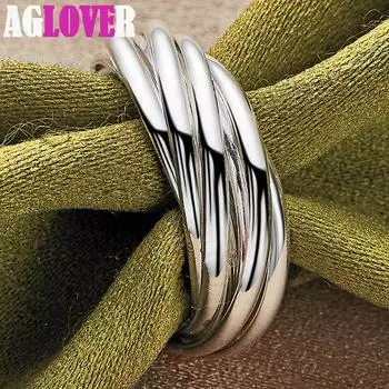 Ювелирные изделия из стерлингового серебра 925 пробы с пятью кругами в форме катушки 7#