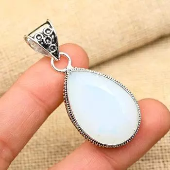 Ювелирные изделия из стерлингового серебра 925 пробы с молочным опалом ручной работы, прекрасный кулон для женщин 2 Inches белый