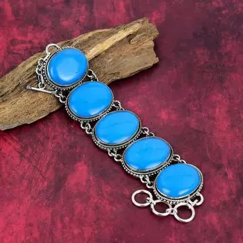 Ювелирные изделия из стерлингового серебра 925 пробы с бирюзой Аризона, ювелирные изделия из браслета ручной работы, подарок для сестры, красивые ювелирные изделия из бирюзы с драгоценными камнями для нее 8 Inches With Adjustable синий