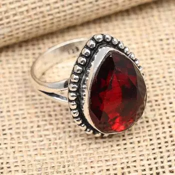 Ювелирные изделия из стерлингового серебра 925 пробы с красным гранатом ручной работы на Рождество 4 красный