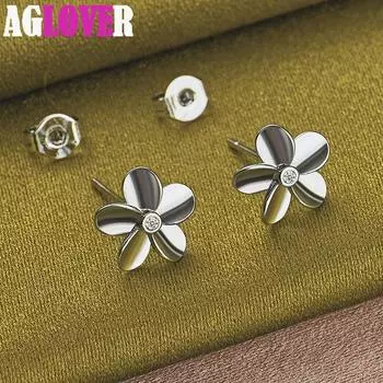 Ювелирные изделия из стерлингового серебра 925 пробы с пятилистным цветком AAA и цирконом