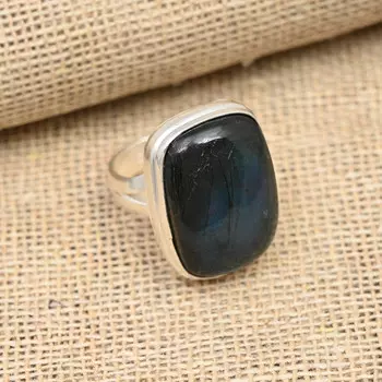 Ювелирные изделия из стерлингового серебра 925 пробы с лабрадоритом ручной работы на Рождество 4 синий