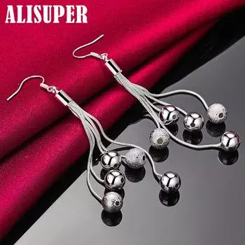 Ювелирные изделия из стерлингового серебра 925 пробы с пятью линиями змеиной цепочки и бусинами-капельками