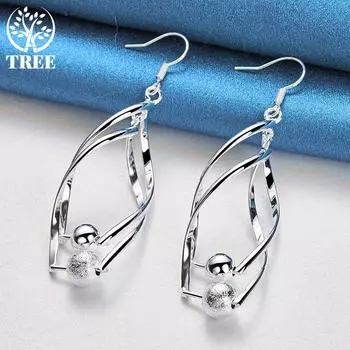 Ювелирные изделия из стерлингового серебра 925 пробы, матовые гладкие серьги-капли с шариками и шариками