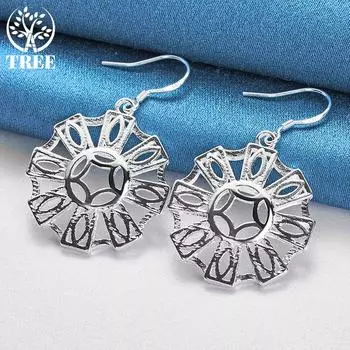 Ювелирные изделия из стерлингового серебра 925 пробы с круглыми геометрическими серьгами-каплями