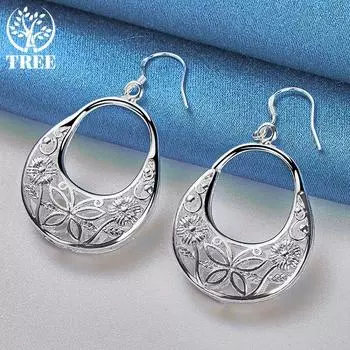 Ювелирные изделия из стерлингового серебра 925 пробы с подвесками в форме бабочки и полые серьги-капли