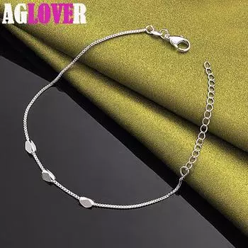 Ювелирные изделия из стерлингового серебра 925 пробы с тремя ромбическими бусинами в виде браслета-цепочки 20cm