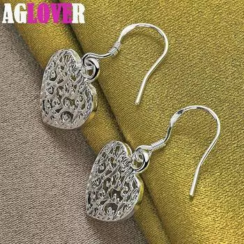 Ювелирные изделия из стерлингового серебра 925 пробы с полым узором в форме сердца