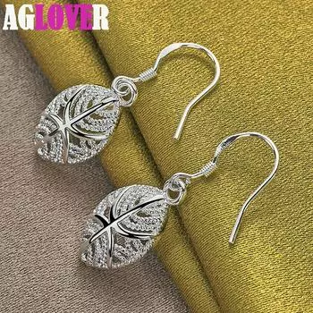 Ювелирные изделия из стерлингового серебра 925 пробы с листьями 3.40*1.10cm