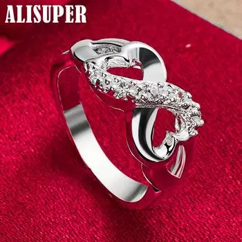 Ювелирные изделия из стерлингового серебра 925 пробы с цирконом AAA в форме сердца 7#