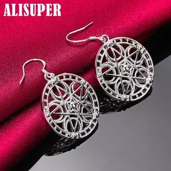 Ювелирные изделия из стерлингового серебра 925 пробы с круглыми звездами и подвесками-серьгами