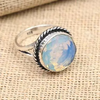 Ювелирные изделия из стерлингового серебра 925 пробы с молочным опалом ручной работы, красивое кольцо для женщин 4 белый