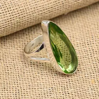 Ювелирные изделия из стерлингового серебра 925 пробы с зеленым аметистом и драгоценным камнем ручной работы 4 зелёный