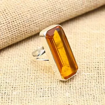 Ювелирные изделия из стерлингового серебра 925 пробы с медовым топазом ручной работы, красивое кольцо для женщин 4 жёлтый