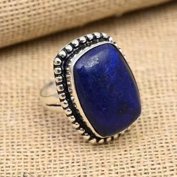 Ювелирные изделия из стерлингового серебра 925 пробы с лазуритом и драгоценным камнем ручной работы на Рождество 4.5 синий