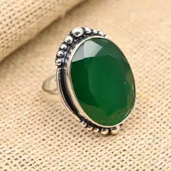 Ювелирные изделия из стерлингового серебра 925 пробы с ограненным зеленым ониксом и драгоценным камнем ручной работы на День Благодарения 4 зелёный