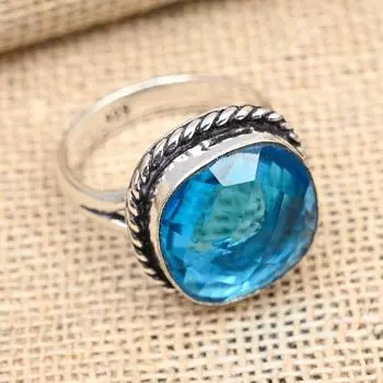 Ювелирные изделия из стерлингового серебра 925 пробы с лондонским голубым топазом ручной работы для женщин 4 синий