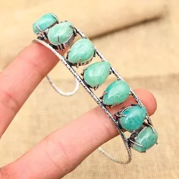 Ювелирные изделия из стерлингового серебра 925 пробы с амазонитом, красивый регулируемый браслет для женщин