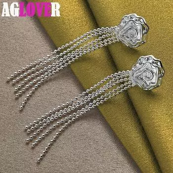 Ювелирные изделия из стерлингового серебра 925 пробы с романтическими розами и серьгами