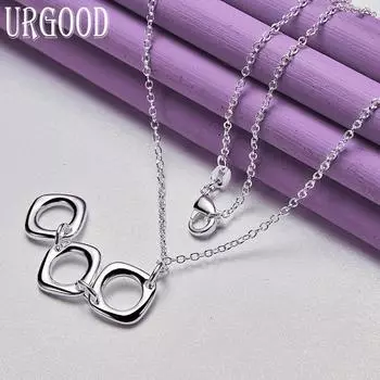 Ювелирные изделия из стерлингового серебра 925 пробы с треугольным круглым кулоном 45cm